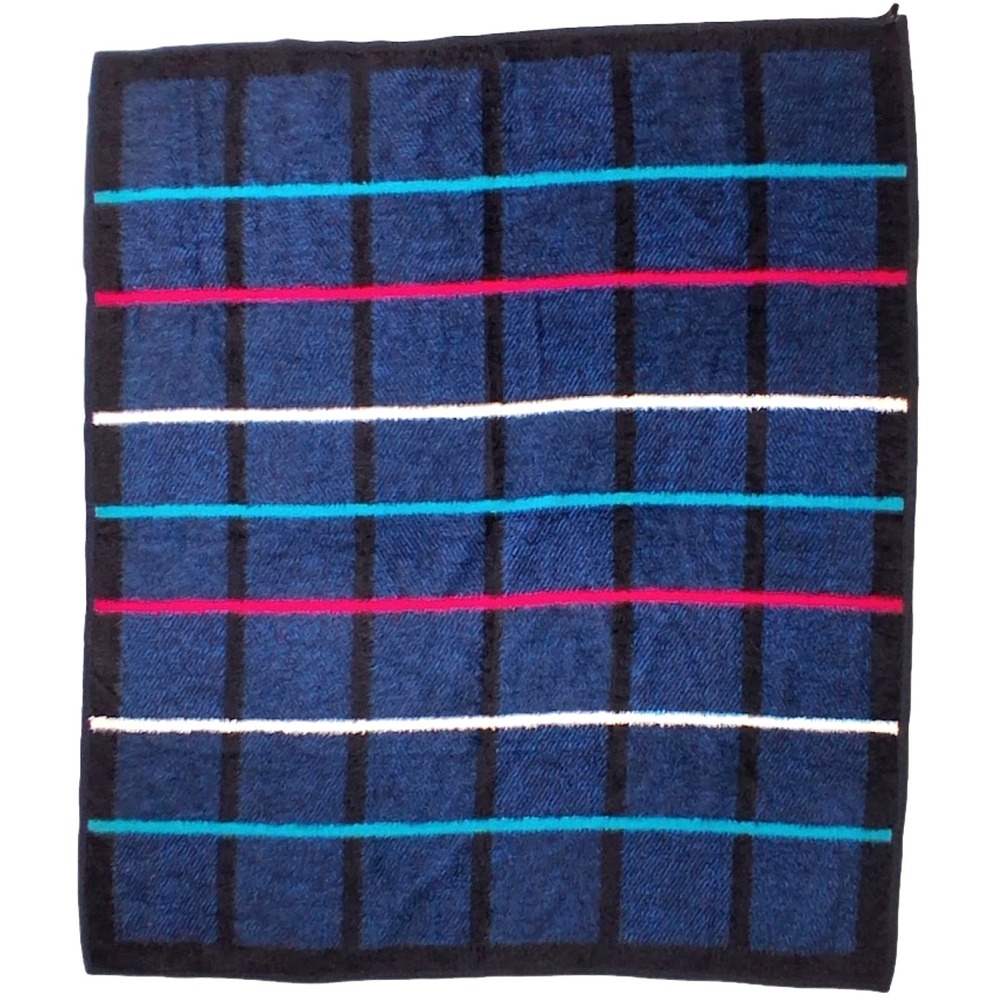 Vtg Biederlack Blue Black Grid Acrylic Throw Blanket Squareβ Teal Pink White